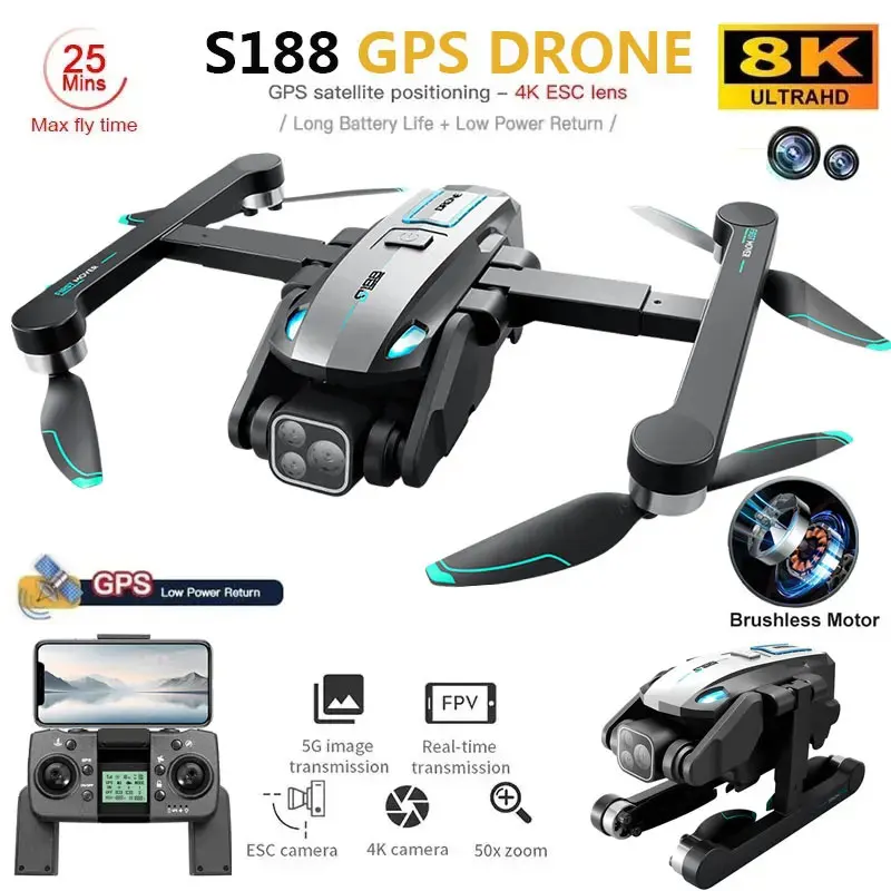 S188 Professional 8K GPS Drone - Drone Camera 4K ulasan dan harga